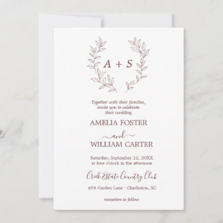 Faire-part de mariage minimaliste à feuilles | Mon