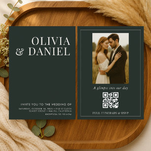 Faire-part de mariage minimaliste avec code QR pho
