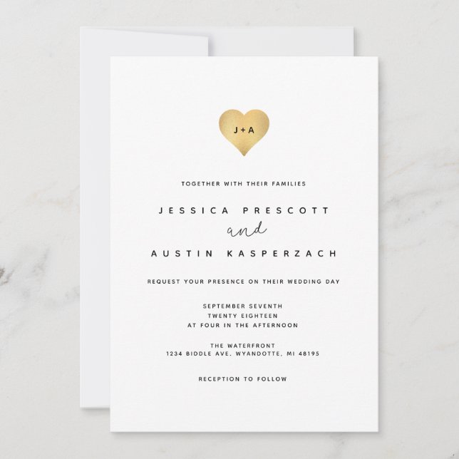 Faire-part de mariage minimaliste capricieux (Devant)