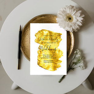 Faire-part de mariage minimaliste de brosse d'or