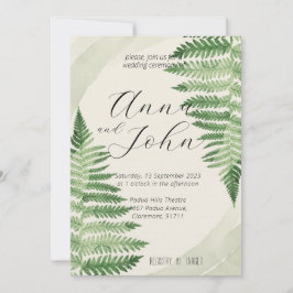 Faire-part de mariage minimaliste de foune verte