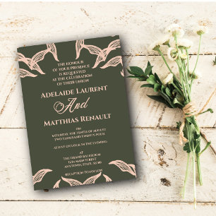 Faire-part de mariage minimaliste de saumons vert 