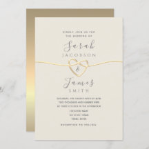 Faire-part de mariage minimaliste de script or