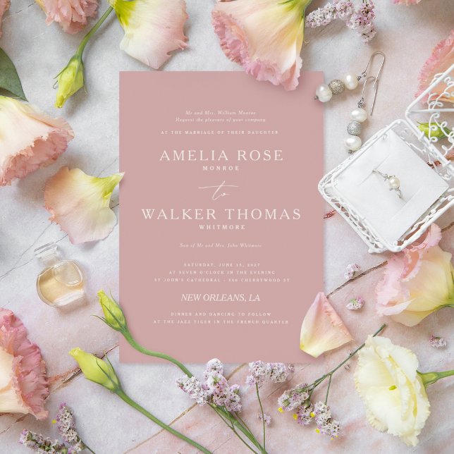 Faire-part de mariage minimaliste Dusty Rose (Créateur téléchargé)