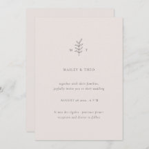 Faire-part de mariage minimaliste Feuille rose noi