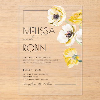 Faire-part de mariage minimaliste Fleur d'anémone