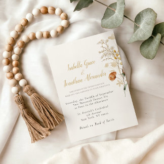 Faire-Part de Mariage Minimaliste Floral Rustique