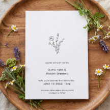 Faire-part de mariage minimaliste floral rustique