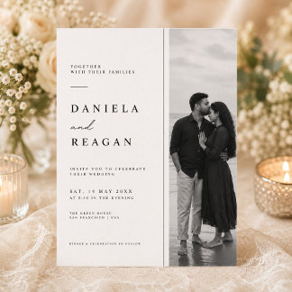 Faire-part de mariage minimaliste moderne avec pho