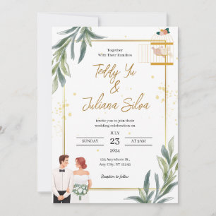 Faire-part de mariage minimaliste moderne blanc