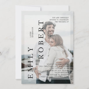 Faire-part de mariage minimaliste moderne blanc