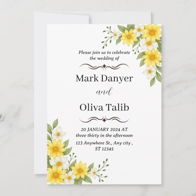 Faire-part de mariage minimaliste | Moderne et élé (Devant)