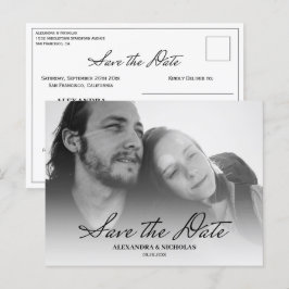 Faire-part de mariage minimaliste moderne noir et 