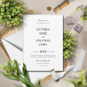 Faire-part de mariage minimaliste moderne noir et