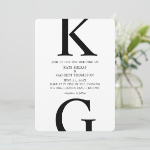 Faire-part de mariage minimaliste noir et blanc