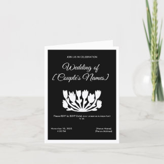 Faire-part de mariage minimaliste noir et blanc pl