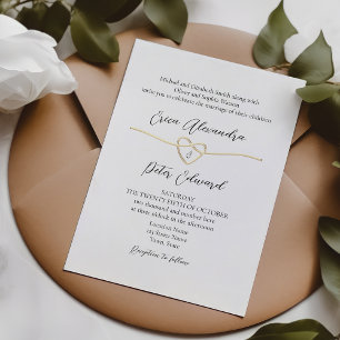 Faire-part de mariage minimaliste or noir et blanc
