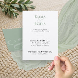 Faire-part de mariage minimaliste Sage | Code QR