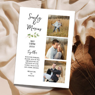 Faire-part de mariage minimaliste trois photos