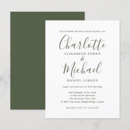 Faire-part de mariage minimaliste vert olive