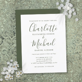 Faire-part de mariage minimaliste vert olive
