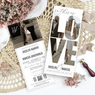 Faire-part de mariage moderne 4x9 typographie phot