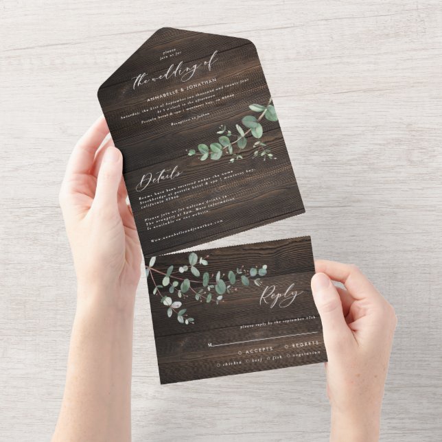Faire-part de mariage moderne à base de eucalyptus (Déchirure)