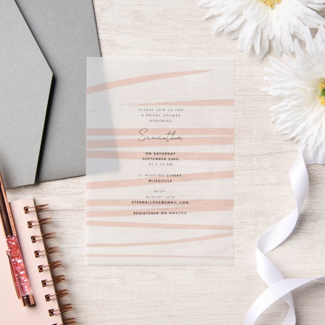 Faire-part de Mariage Moderne Abstrait Rose Pâle L (Mariage)