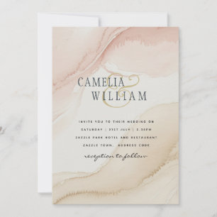 Faire-part de mariage moderne aquarelle Sable Roug