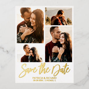 Faire-part de mariage moderne avec 4 photos en col