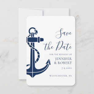 Faire-part de mariage moderne avec ancre nautique