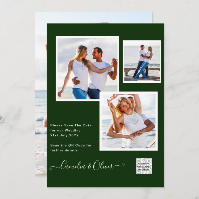 Faire-part de mariage moderne avec code QR RSVP ve (Devant / Derrière)