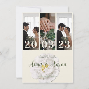 Faire-part de mariage moderne avec collage de 3 ph