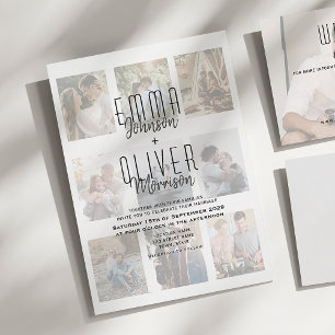 Faire-part de mariage moderne avec collage de phot
