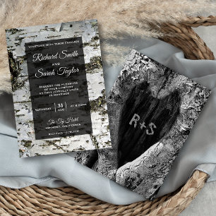 Faire-part de mariage moderne avec écorce d'arbre