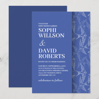 Faire-part de mariage moderne avec motif hirondell