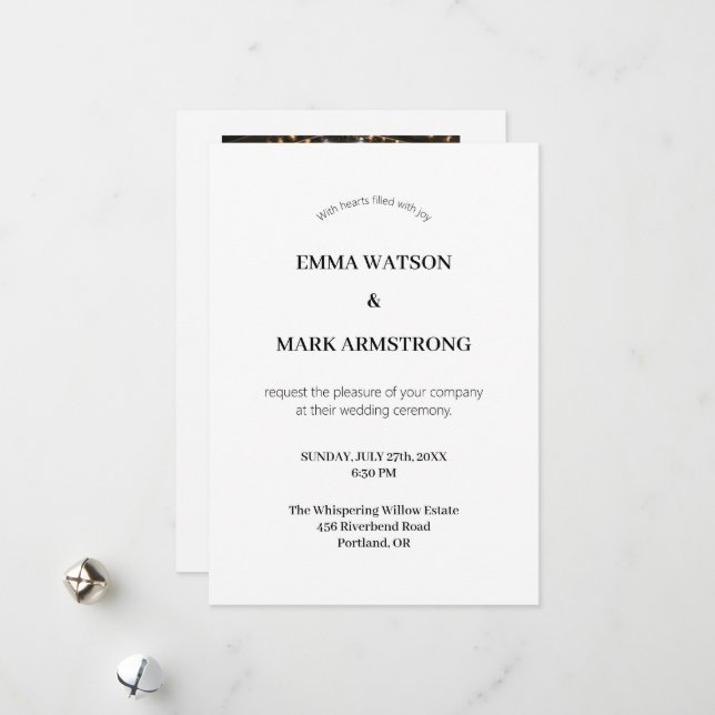 Faire-part de mariage moderne avec photo (Devant/Arrière en situation)