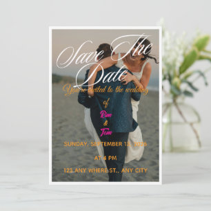 Faire-part de mariage moderne avec photo "Save the