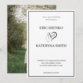 Faire-part de mariage moderne avec photo sur le do
