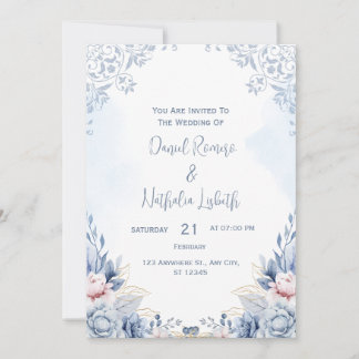 Faire-part de mariage moderne bleue