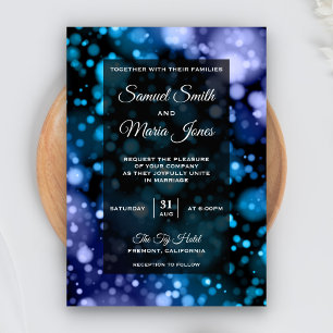 Faire-part de mariage moderne Blue and Purple Boke
