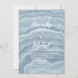 Faire-part de mariage moderne Boho Dusty Blue