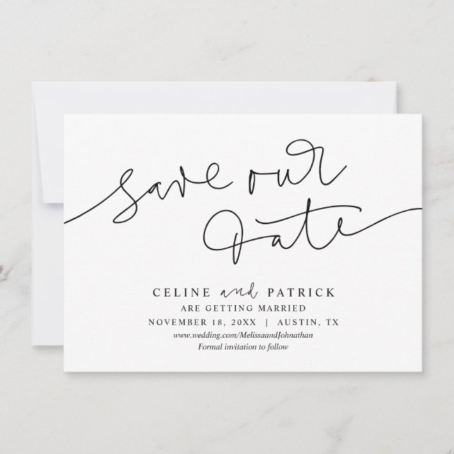 Faire-part de mariage moderne, Cartes de sauvegard (Devant)