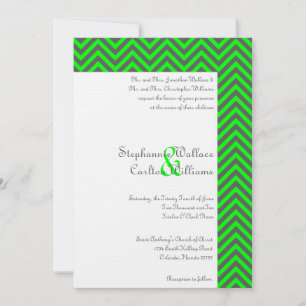 Faire-part de mariage moderne Chevron Neon vert/gr