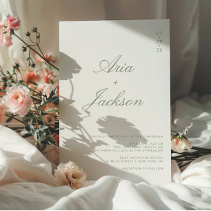 Faire-part de mariage moderne code QR calligraphie