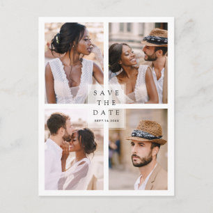Faire-Part de Mariage Moderne Collage 4 Photos