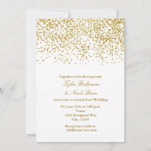 Faire-part de mariage moderne confettis points dor