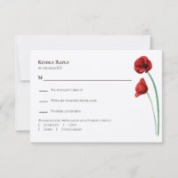 Faire-part de mariage moderne Coquelicot Rouge, 