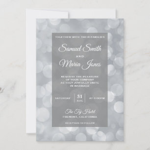 Faire-part de mariage moderne de Bokeh Silver