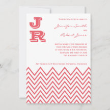 Faire-part de mariage moderne de Chevron rose Hone